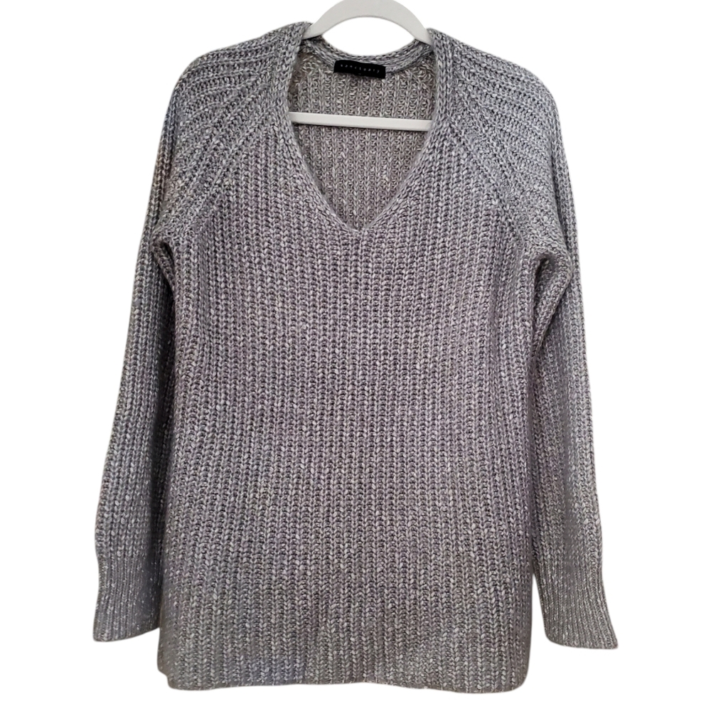 Sanctuary Alpaca Cotton V-Neck Longsleeves Fisherman Knit Sweater Capsule Cozy M